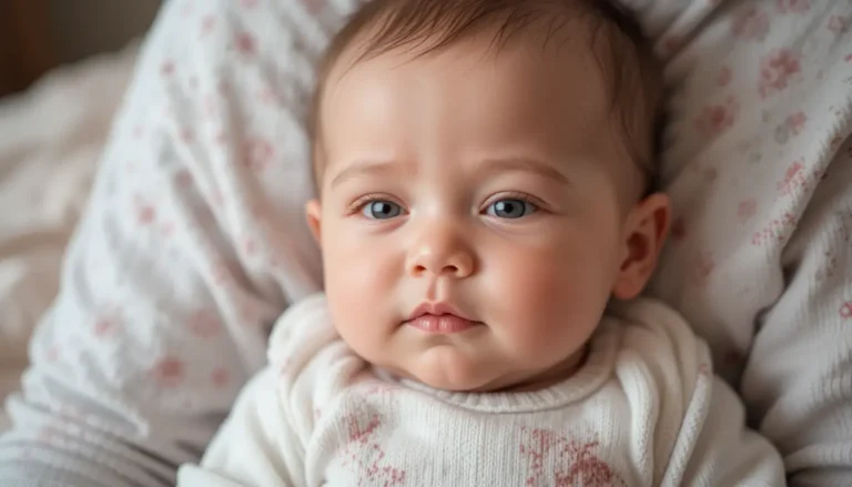 Bébé de 3 mois montrant de légers signes de fatigue, parent attentif.