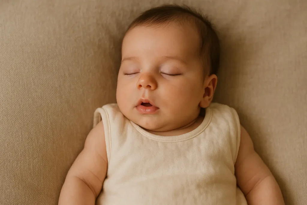 Bébé de 3 mois qui grogne dans son sommeil.