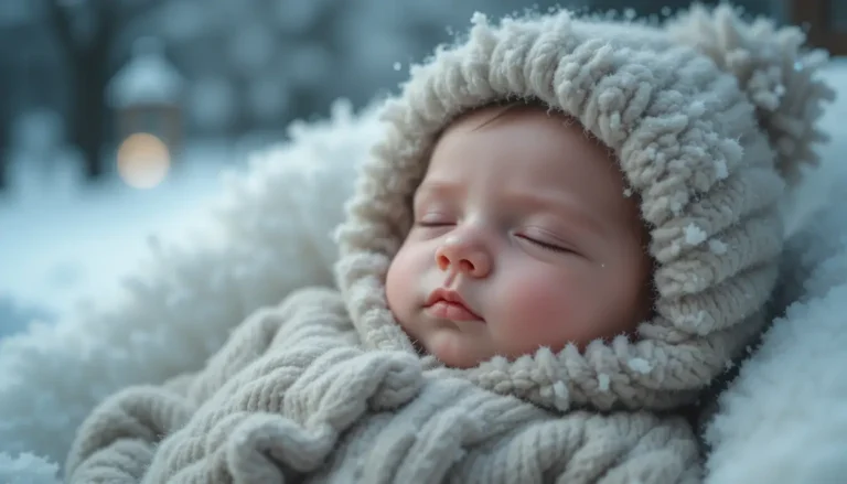 Bébé de 3 mois qui dors paisiblement, dans sa gigoteuse idéale pour l'hiver.