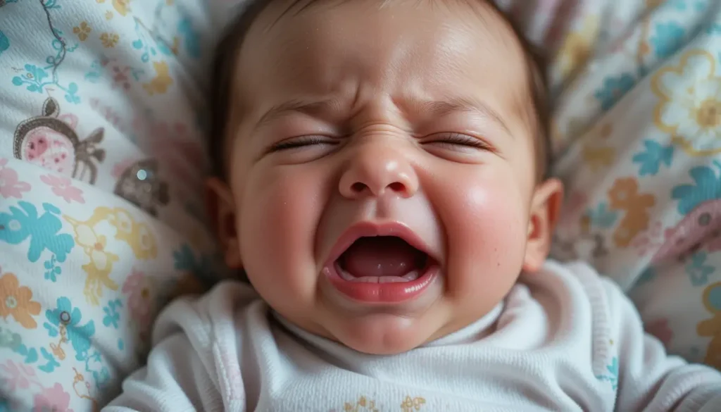 Bébé 3 mois surfatigué, en pleurs. Crise de sanglots.