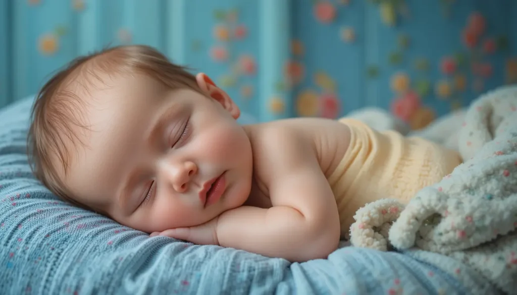 Photo d’un bébé dormant paisiblement, solutions pour le sommeil.