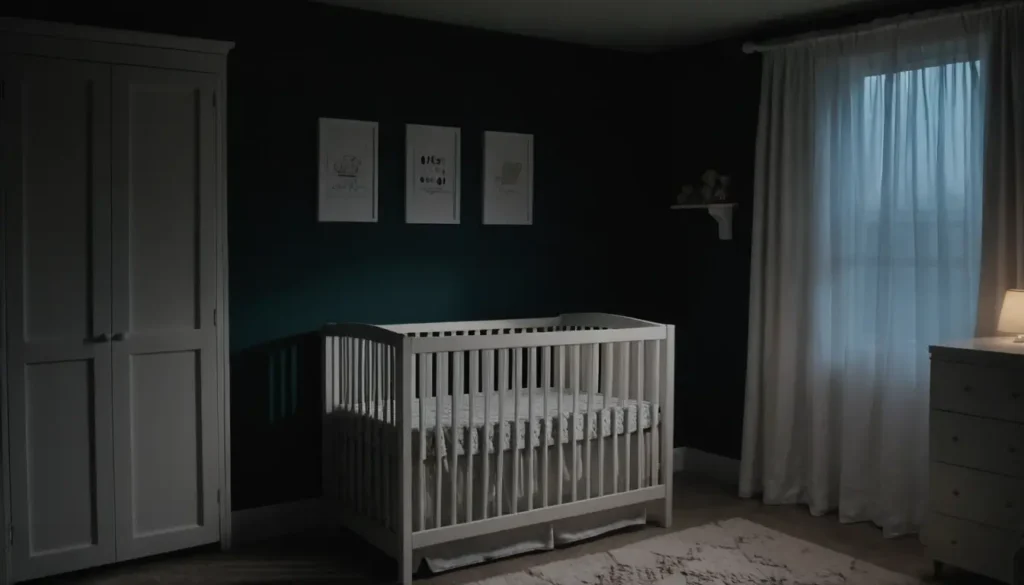 Chambre de bébé idéale pour le sommeil : sombre, rideaux occultants, gigoteuse, bruit blanc.